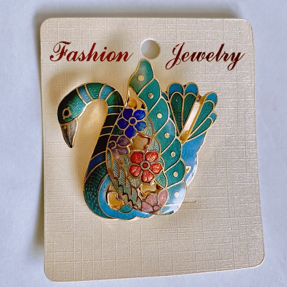 Peacock Medal Brooch